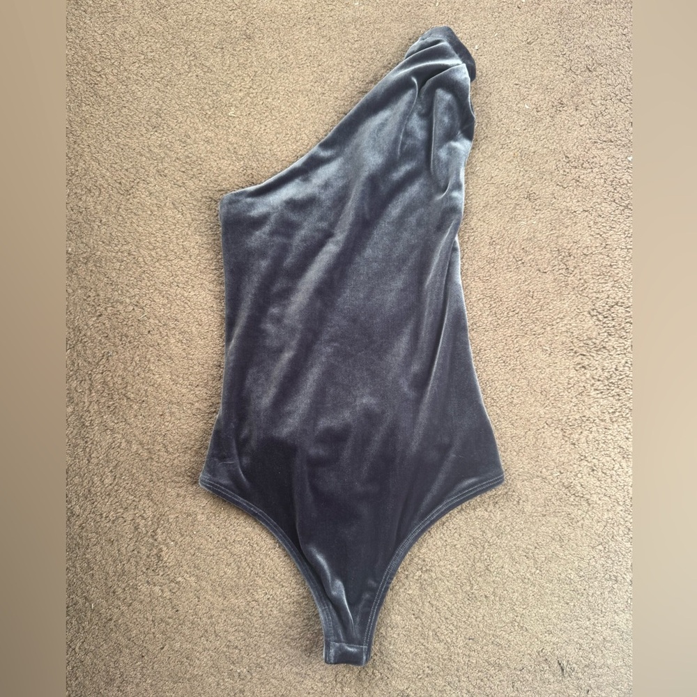 ALIX NYC Pewter Velvet Bodysuit
